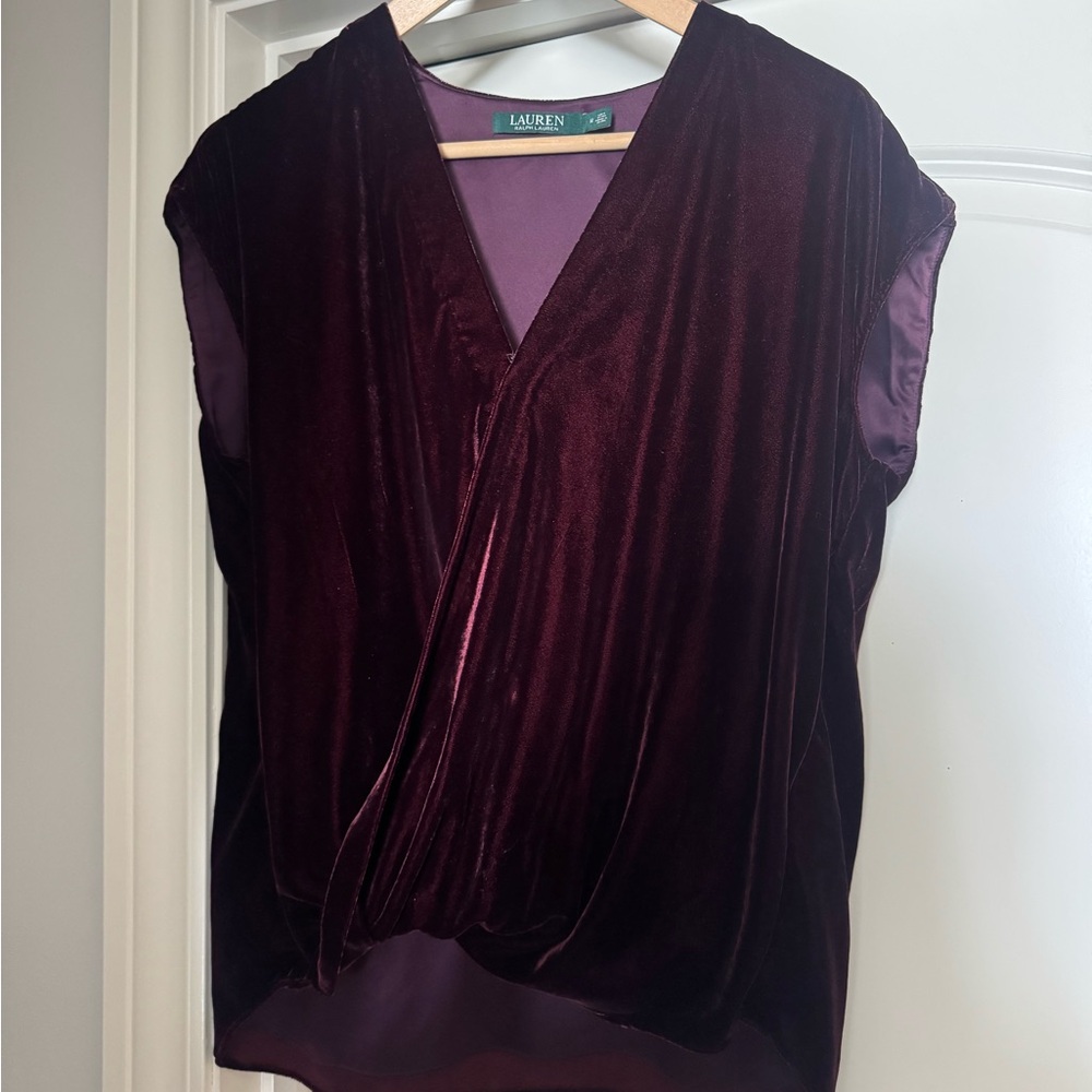 Ralph Lauren Velvet Wrap Blouse - Rich Burgundy